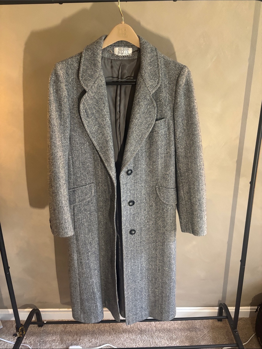 Women’s Grey Herringbone Pea Coat by - Classic Tailored Fit